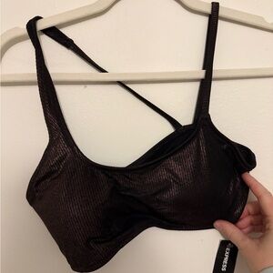 Express Shimmery Black Bikini Top